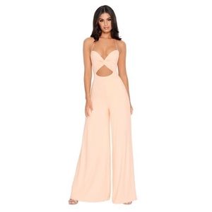 Cut out wide leg jumpsuit, Peach color